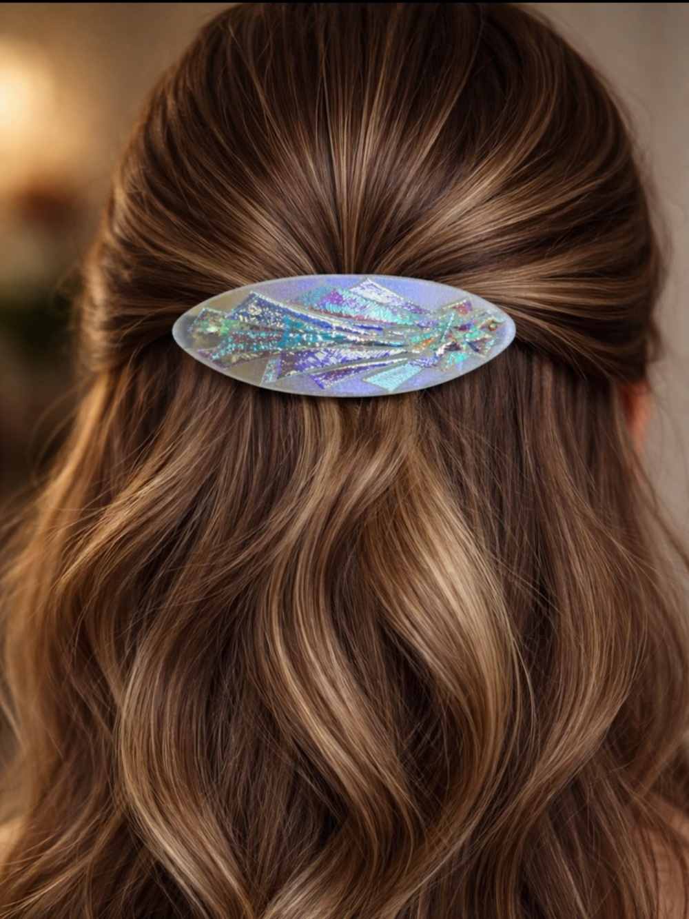 Vintage Purple Iridescent Lucite Barrette